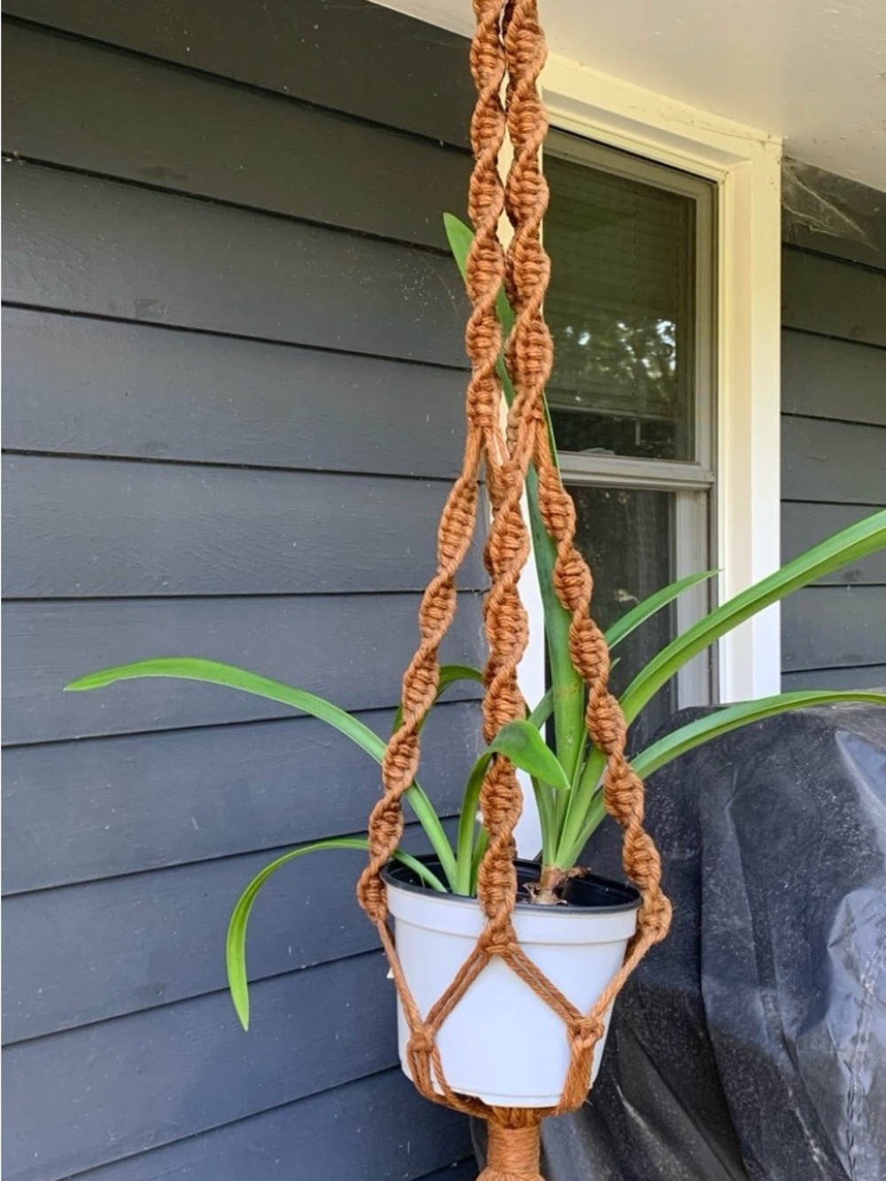 Vintage Handmade Twisted Macramé Plant Hanger- Large